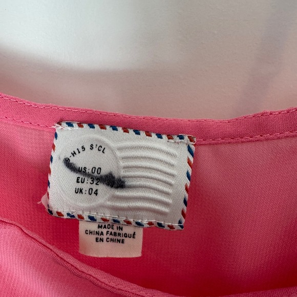 Anthropologie Postmark Pink White Abstract Print Cotton Dress with Slip Size 00P - Picture 7 of 8